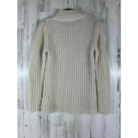 Express Sweater Size XXS Cream Ivory Fuzzy Soft Wool Alpaca Blend Mock Neck - Picture 2 of 9